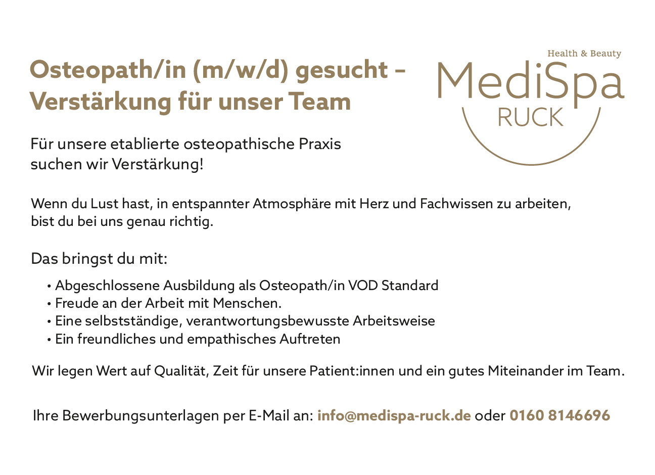 Osteopath/in (m/w/d) gesucht – Verstärkung für unser Team